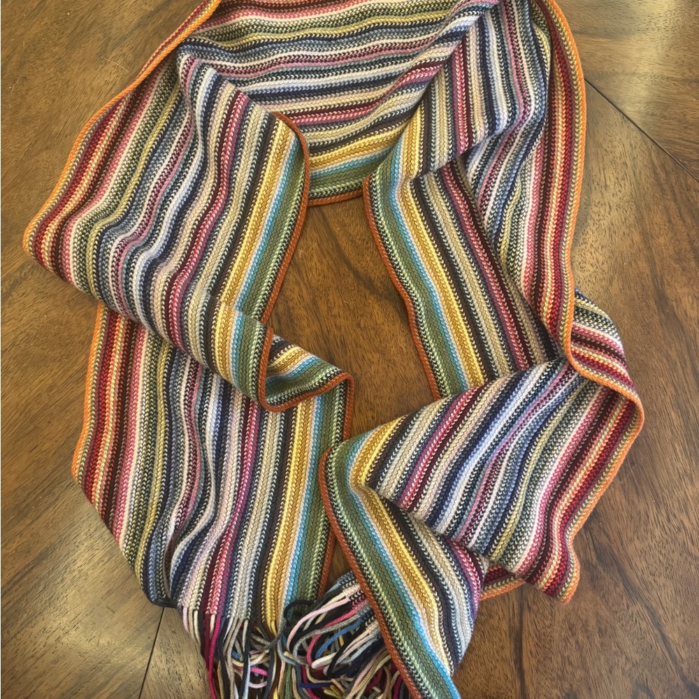 Paul Stuart Red and Orange Striped Scarf Vibrant Accessories